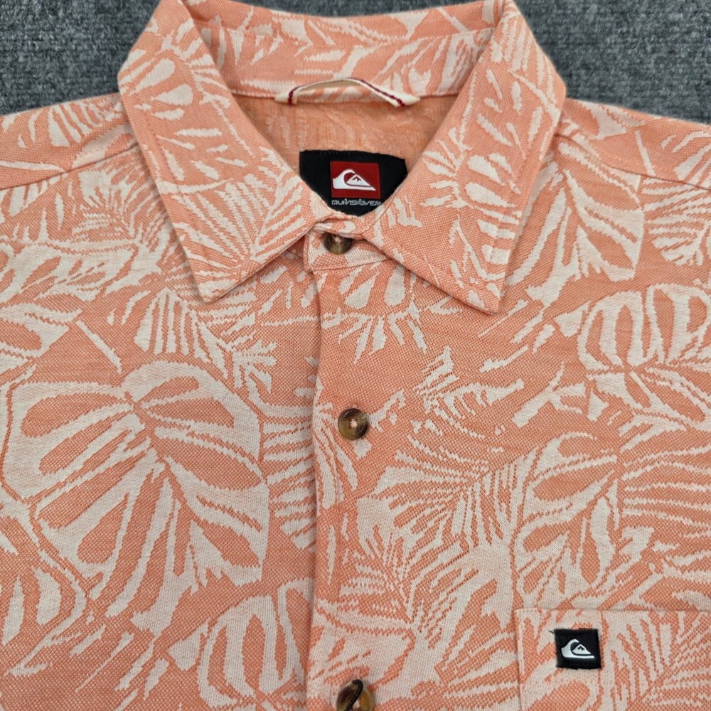 Quiksilver Mens Papaya Leaf Print Button Up Short‎ Sleeve Casual Surf Shirt NWT